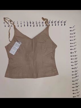 Leather Beige V-Neck Cami Top